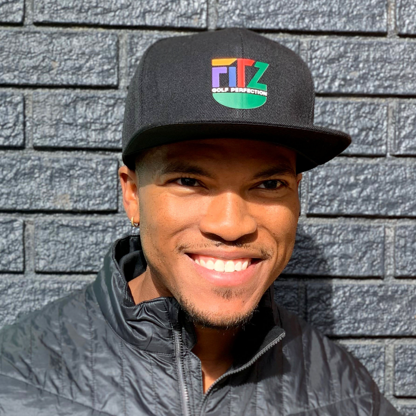 FitzOne Black Flat-bill Snapback (Colored Logo)