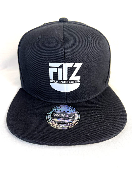 FitzOne Black Flat-bill Snapback (White Logo)